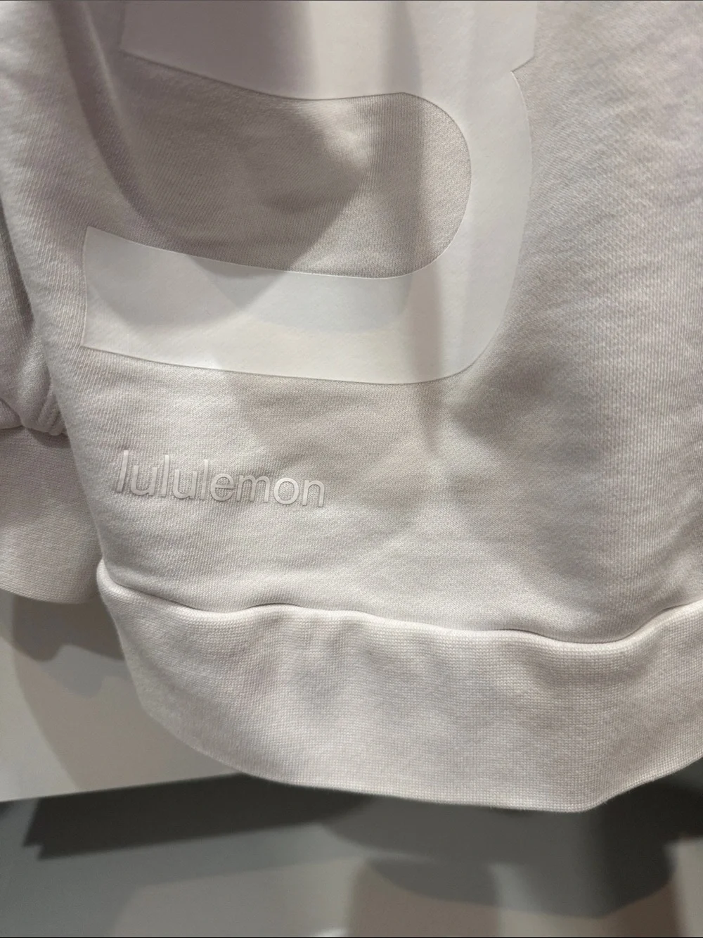 lululemon athletica White Crewneck Sweatshirt with Vertical Logo